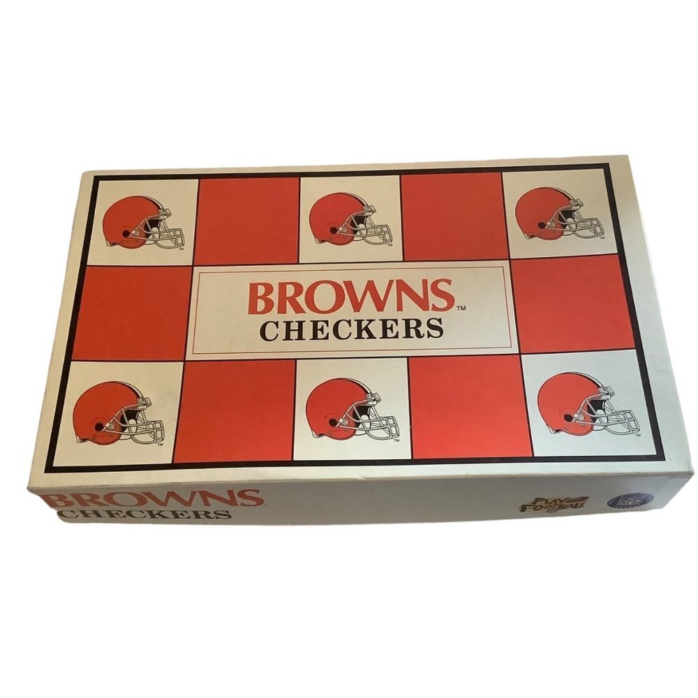 Vtg NFL Cleveland Browns vs Steelers Checkers Game Big League Promotion Helmets